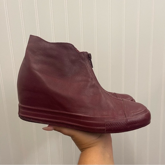 Converse Chuck Taylor All Star Lux Shroud Mid Wedge Sneakers in Bordeaux Sz 10 - Picture 1 of 11